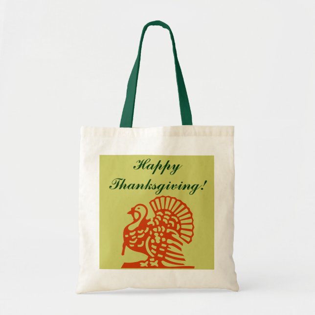 Gift Tote Bag Happy Thanksgiving Turkey Autumn (Front)