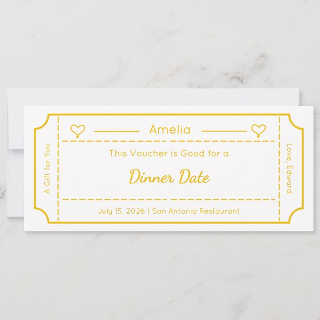 Gift Voucher, Custom Gift Ticket Card (Front)