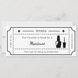 Gift Voucher, Custom Gift Ticket Card, Bridal Invitation