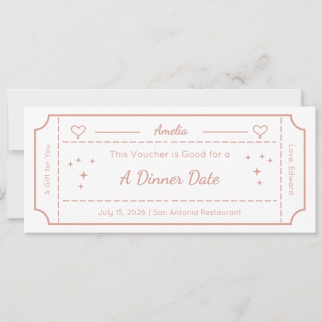 Gift Voucher, Dinner Date Custom Gift Card (Front)