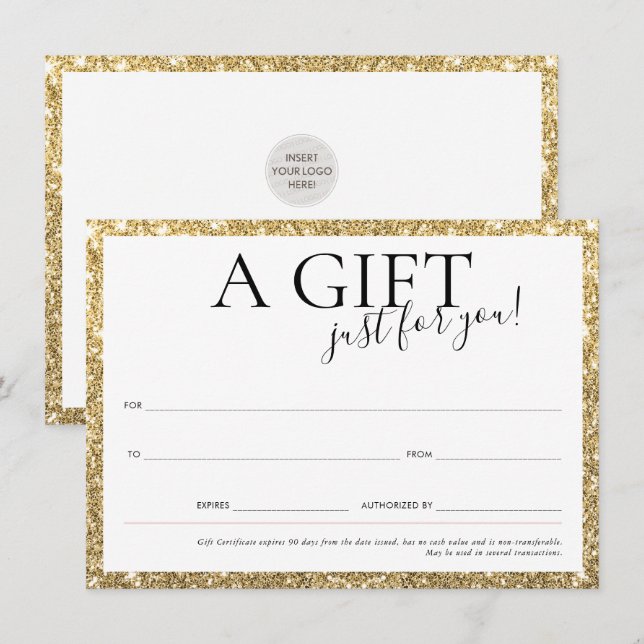 GIFT VOUCHER elegant chic business gold glitter Invitation (Front/Back)
