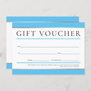 GIFT VOUCHER modern elegant business AQUA BLUE Invitation