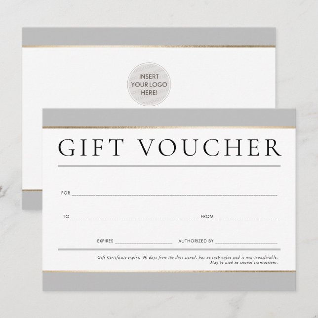 GIFT VOUCHER modern elegant business neutral grey Invitation (Front/Back)