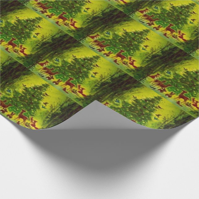 Gift Wrap Beautiful Vintage Christmas 1950 Art (Corner)