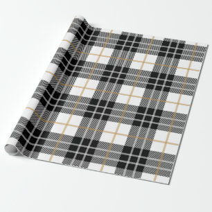 Gift Wrap Black & Gold Plaid