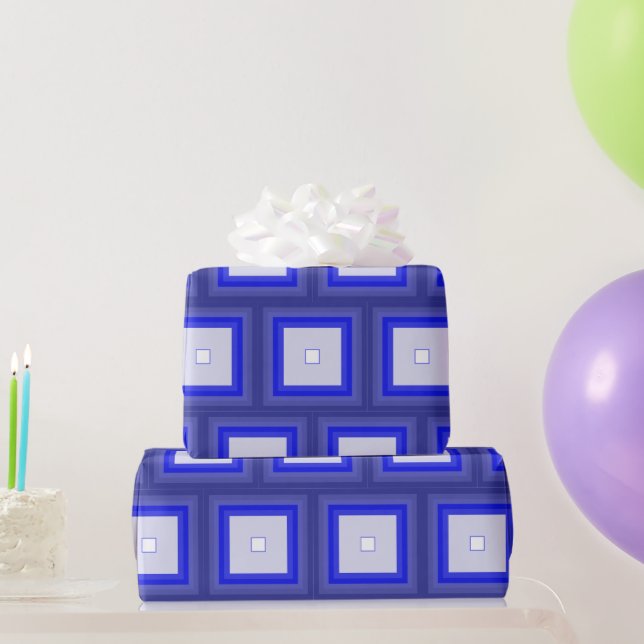 Gift wrap - Concentric Squares in Blue Tones (Party Gifts)