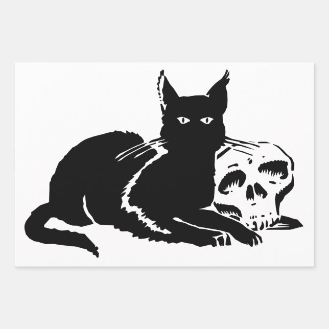 GIFT WRAP FLAT SHEET SET HALLOWEEN BLACK AND WHITE (Front)