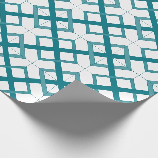 Gift Wrap - Intersecting Squares in Sea Green (Corner)