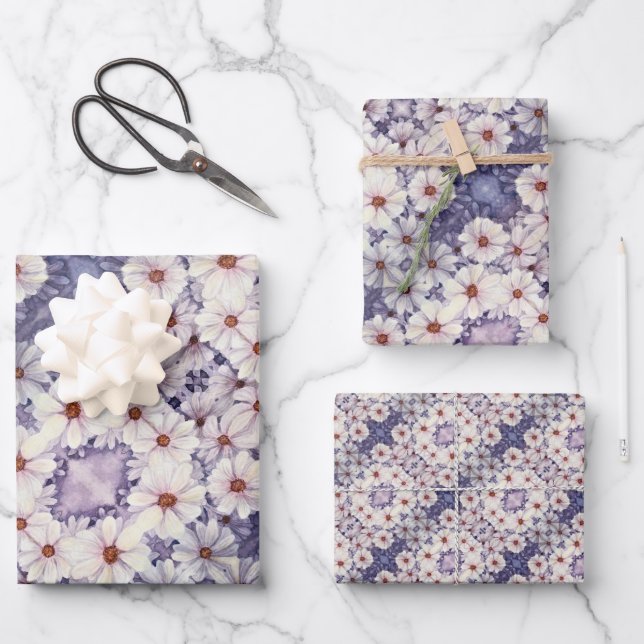 Gift Wrap Paper Lavender African Daisies (Front)