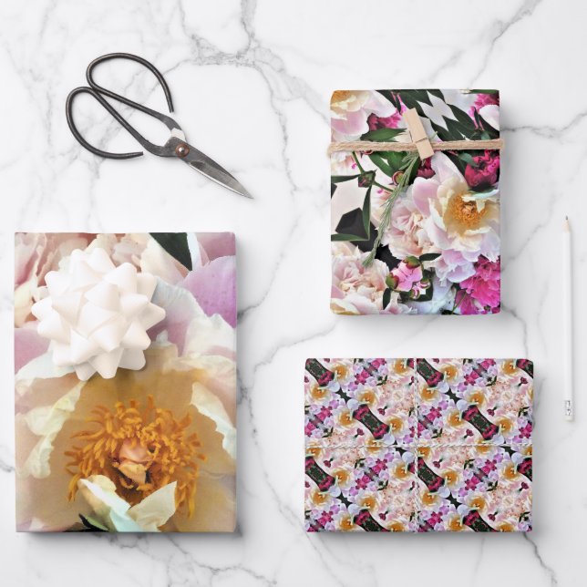 Gift Wrap Paper Peonies. (Front)