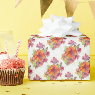 Gift Wrap Paper Roll - Vivid Watercolor Flowers