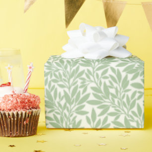 Gift Wrap paper with plain silhouette sage leaves.