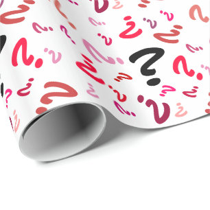 Gift Wrap - Question Marks in Reds
