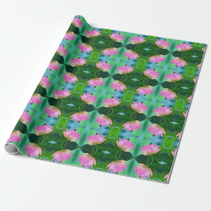 Gift Wrap Roll Pink Watercolor Lotus
