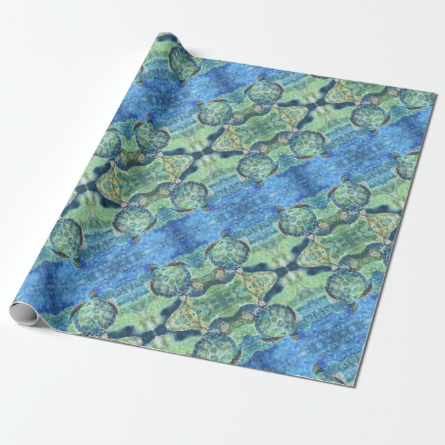 Gift Wrap Roll Sea Turtle #2 (Unrolled)