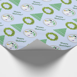 Gift Wrap - Snowglobe, Tree, Wreath, Happy Holiday