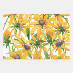 Gift Wrap with Black-Eyed Susan Floral Design