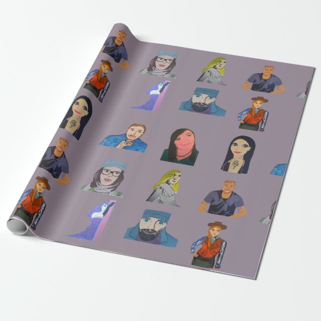 Gift wrap with portrait design (Unrolled)
