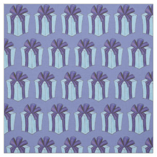 Gift Wrapped Birthday Present Bow Blue Purple Box Fabric