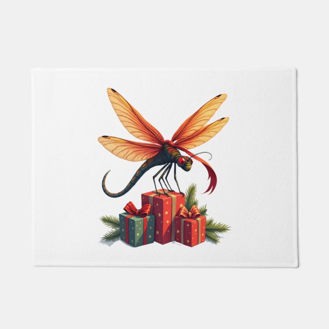 Gift-Wrapped Dragonfly Doormat (Front)