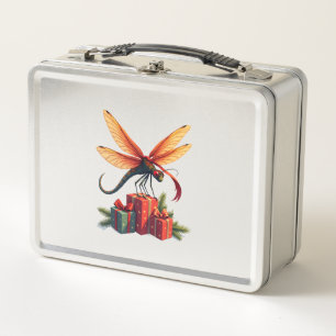 Gift-Wrapped Dragonfly Metal Lunch Box