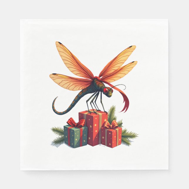 Gift-Wrapped Dragonfly Napkin (Front)
