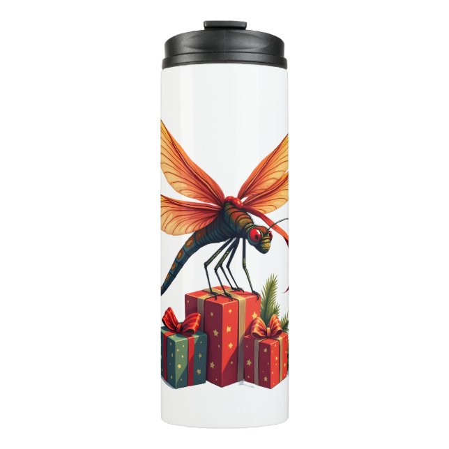 Gift-Wrapped Dragonfly Thermal Tumbler (Front)