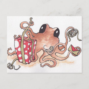 Gift-wrapping Octopus Postcard
