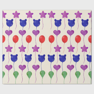 Gift Wrapping Paper Set Balloon Print 