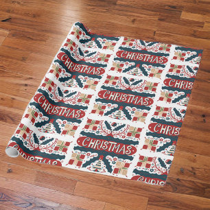 gift wrapping paper with unique Christmas designs.