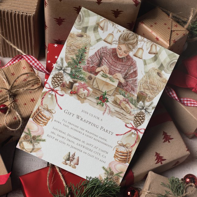 Gift Wrapping Party Christmas  Invitation (Creator Uploaded)