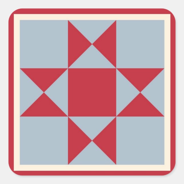 Gift Wrapping Supplies - Ohio Star Quilt Block Square Sticker (Front)