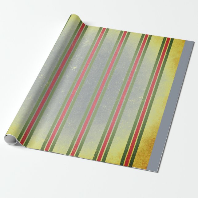 GIFT WRAPPING VINTAGE DISTRESSED STRIPES  WRAPPING PAPER (Unrolled)