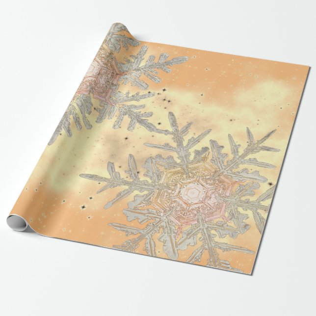 GIFT WRAPPING WILSON BENTLEY SNOWFLAKES SUNSET WRAPPING PAPER (Unrolled)