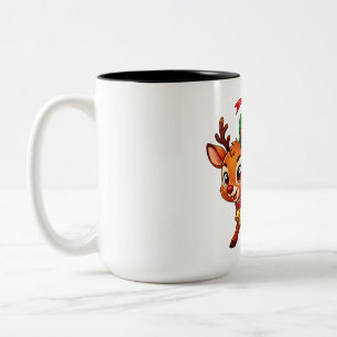 Giftbearing Reindeer with Gift Two-Tone Coffee Mug