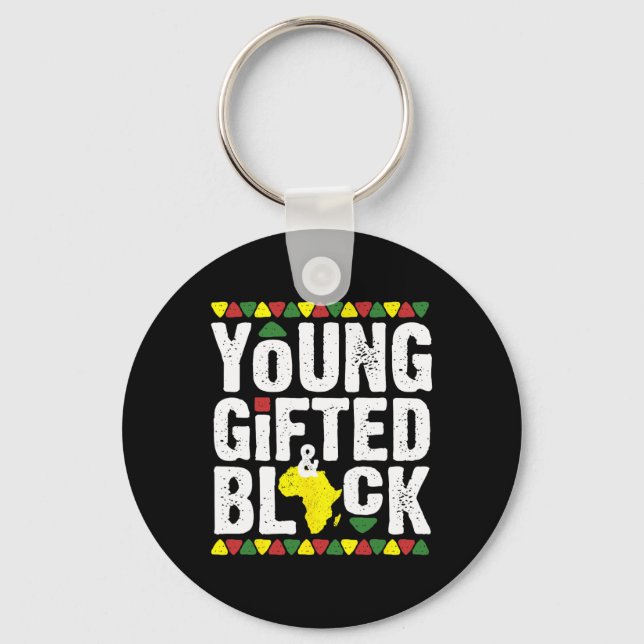 Gifted Young Black Dashiki African Pride History M Key Ring (Front)