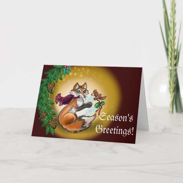 Gifting Fox Holiday Card (Front)
