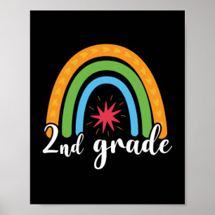 Gifts 2nd Teacher 2nd Grade Rainbow Poster