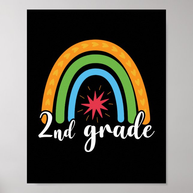 Gifts 2nd Teacher | 2nd Grade Rainbow Poster (Front)