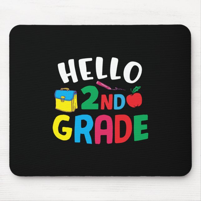 Gifts 2nd Teacher | Hello 2nd Grade Mouse Mat (Front)