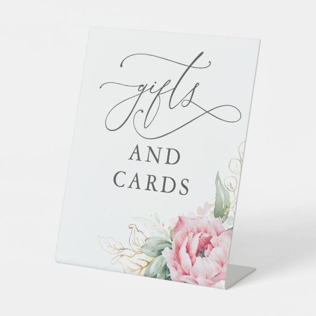 Gifts and Card Succulents Greenery Pink Floral Pedestal Sign (Front)