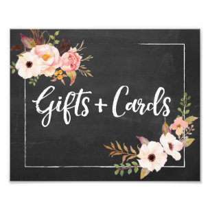 Gifts and Cards Rustic Floral Wedding Sign