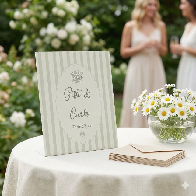 Gifts and Cards Sage Green Ticking Bridal Shower Pedestal Sign (Creator Uploaded)