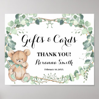 Gifts & Cards Baby Shower Bear Greenery Sign