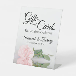 Gifts & Cards Elegant Blush Pink Rose Thank You Pedestal Sign