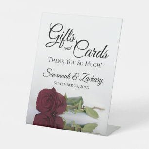 Gifts & Cards Elegant Burgundy Rose Thank You Pedestal Sign