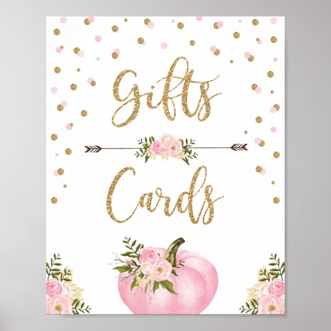 Gifts & Cards Girl Pumpkin Birthday Baby Shower Poster (Front)