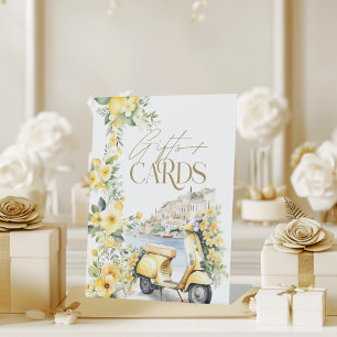 Gifts Cards Positano Amalfi Vespa Bridal Shower Pedestal Sign