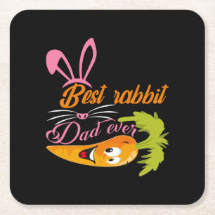Gifts Dad Best Rabbit Dad Ever Square Paper Coaster