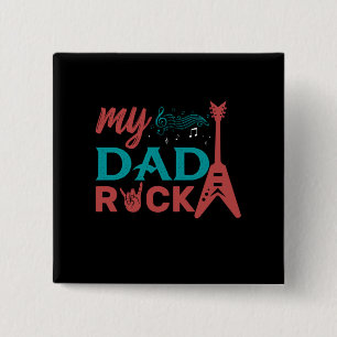 Gifts Dad My Dad Rock 15 Cm Square Badge